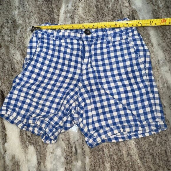 Janie and Jack, Blue Gingham Checker Plaid Linen Blend Shorts, Adjustable Boys 5 - Picture 4 of 14